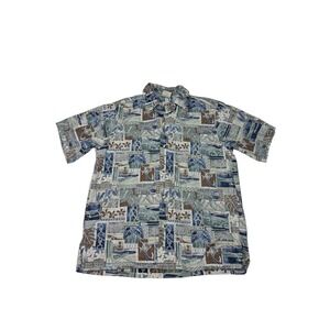 Go Barefoot Hawaiian Shirt Mens M Button Up Tropical Palm Tree Made‎ USA
